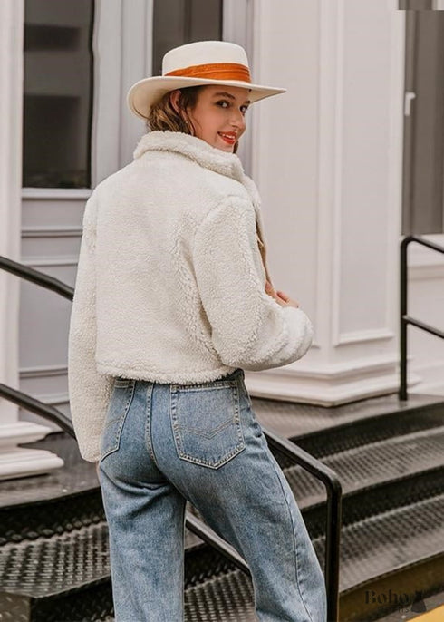 Chaqueta de piel sintética estilo hippie bohemio