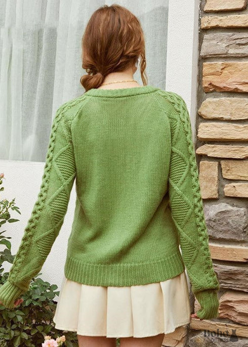 Chaqueta tipo suéter verde caqui