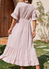 Lace-Up Pink Boho Maxi Dress Melanie