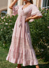 Lace-Up Pink Boho Maxi Dress Melanie