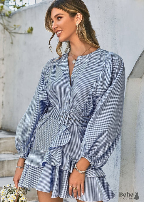 Light Blue Boho Mini Dress