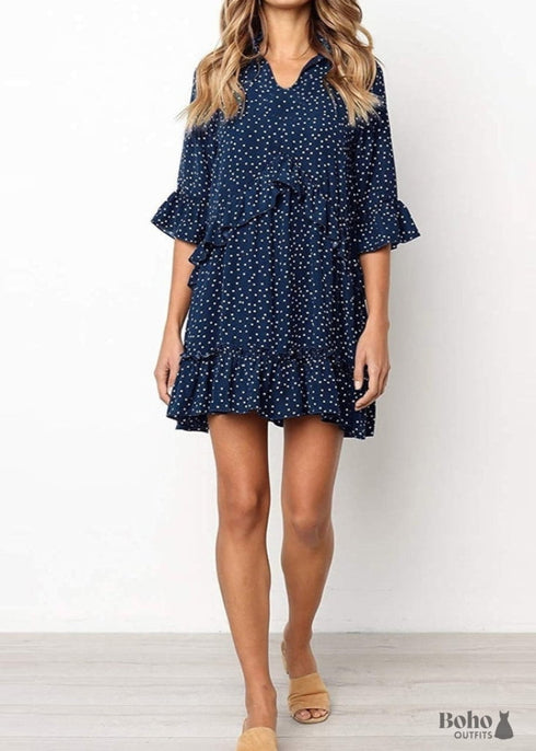 Navy Blue Polka Dot Vintage Dress