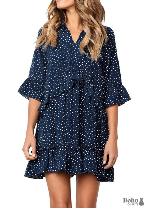 Navy Blue Polka Dot Vintage Dress