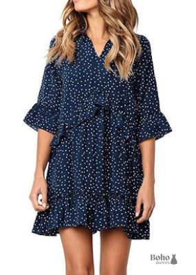 Navy Blue Polka Dot Vintage Dress