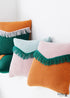 Orange And Green Boho Fringe Pillow