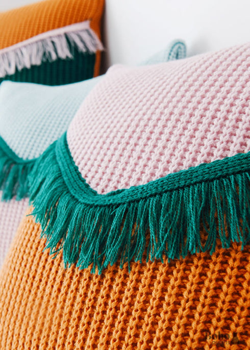 Pink And Orange Boho Fringe Pillow
