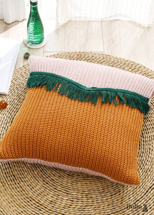 Pink And Orange Boho Fringe Pillow