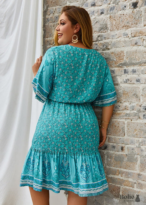 Vestido mini bohemio de talla grande Navaeh