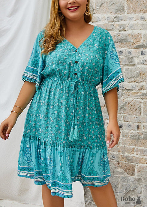 Vestido mini bohemio de talla grande Navaeh