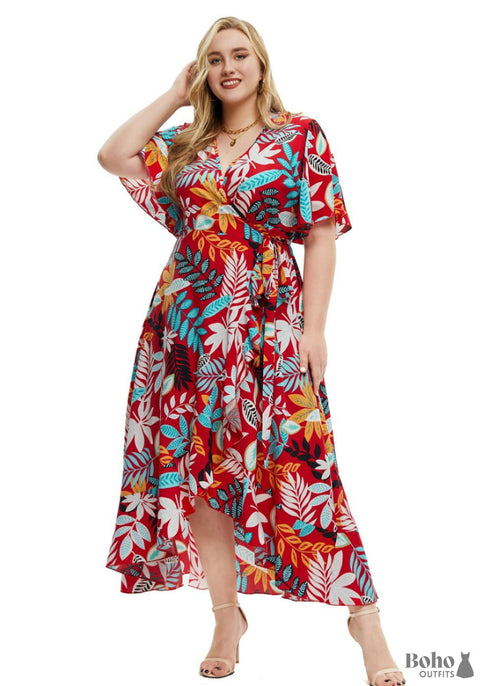 Plus Size Boho Wrap Maxi Dress Ryleigh