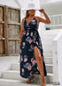 Plus Size Lace-Up Boho Floral Maxi Dress Athena