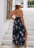 Plus Size Lace-Up Boho Floral Maxi Dress Athena
