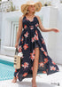 Plus Size Lace-Up Boho Floral Maxi Dress Athena