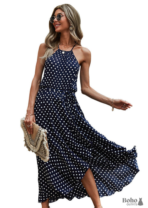 Polka Dot Brace Midi Dress