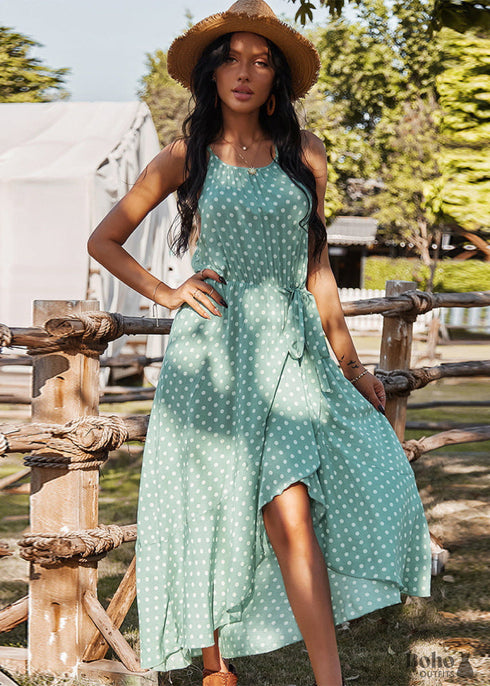 Polka Dot Brace Midi Dress