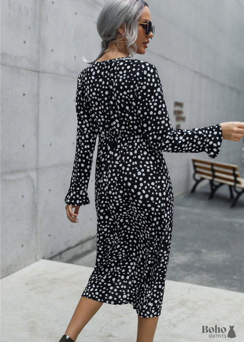 Vestido negro de lunares para mujer