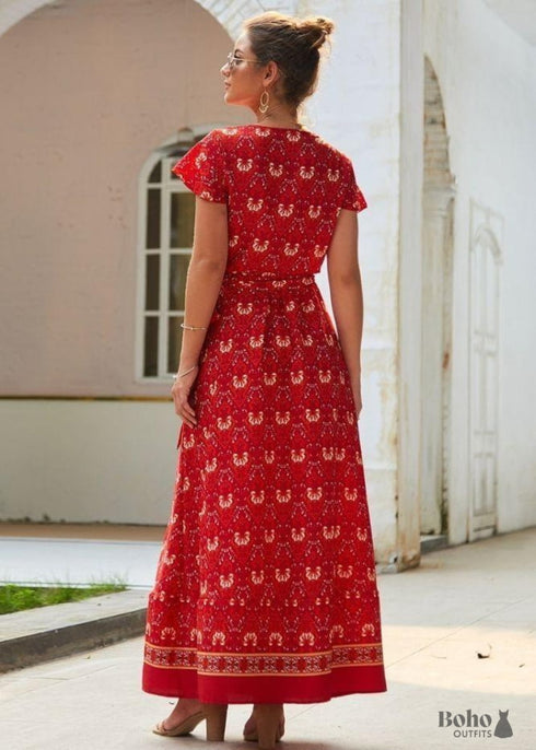 Red Boho Maxi Dress Sloane