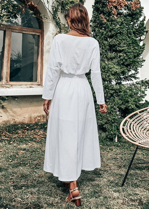 Vestido bohemio blanco sexy de dos piezas Octavia