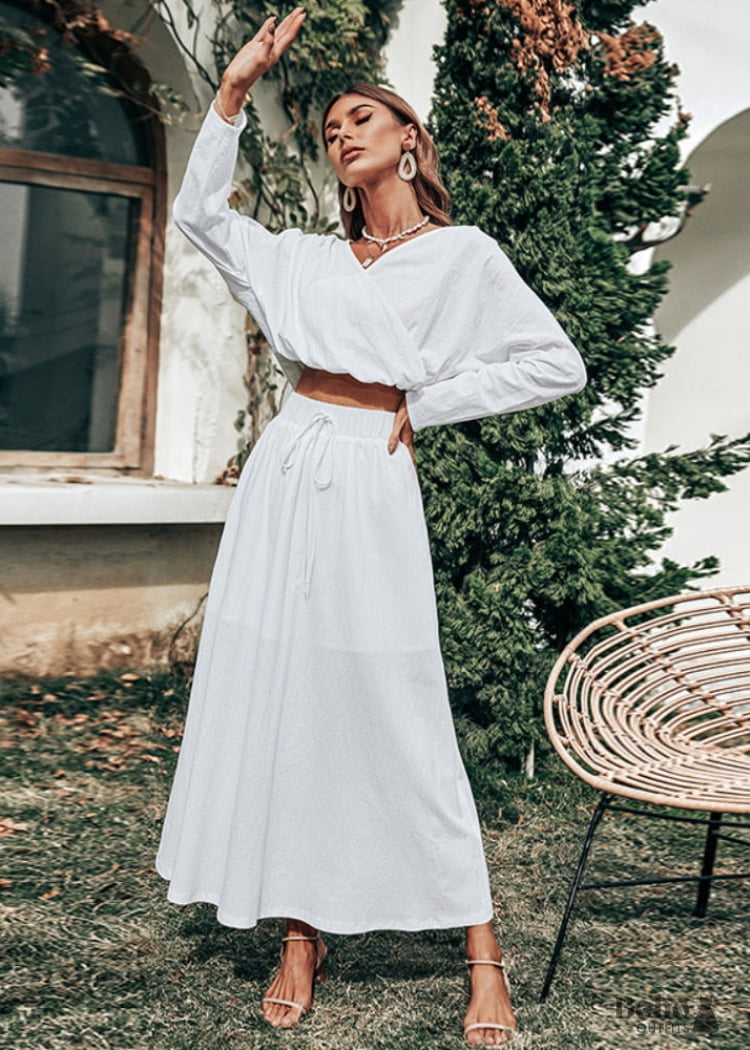 Sexy Two Piece Boho White Dress Octavia
