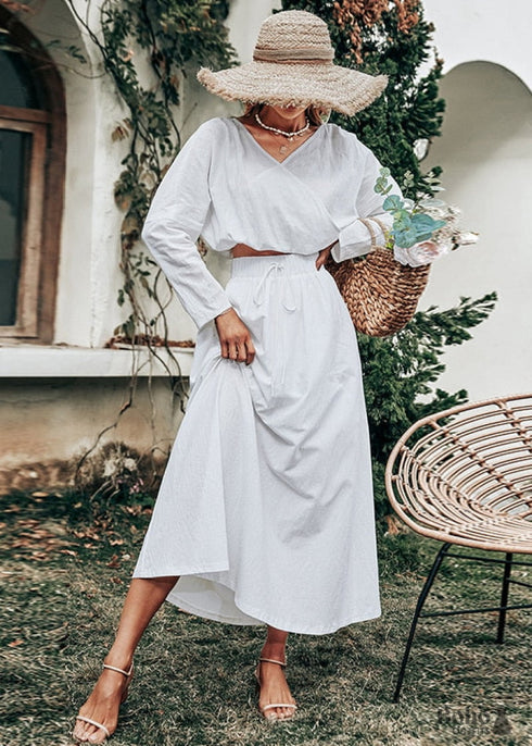 Vestido bohemio blanco sexy de dos piezas Octavia