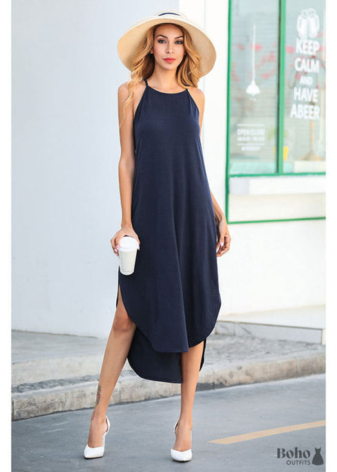 Vestido negro de primavera y verano