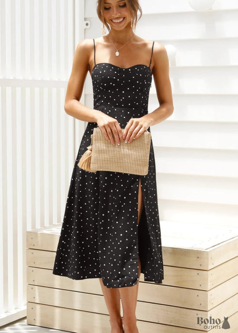 Summer Mid-Length Boho black Dress