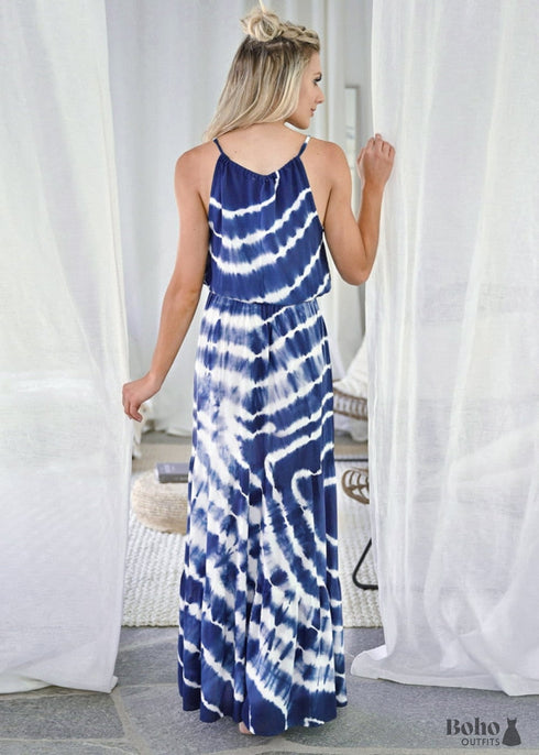 Tie Dye Pattern Boho Maxi Dress Ember