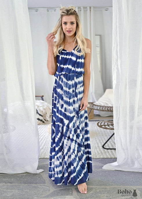 Tie Dye Pattern Boho Maxi Dress Ember