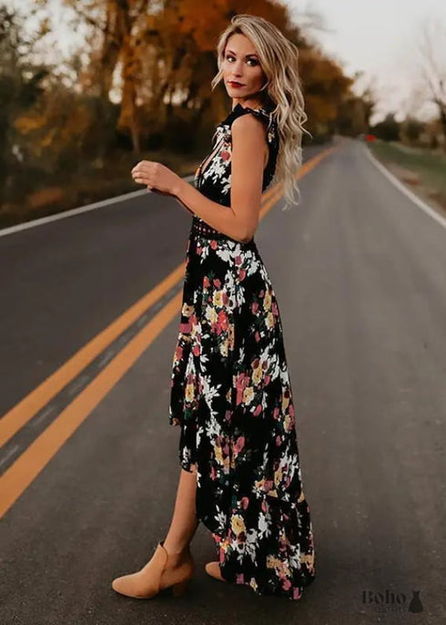 V-neck Backless Boho Maxi Dress Aisha