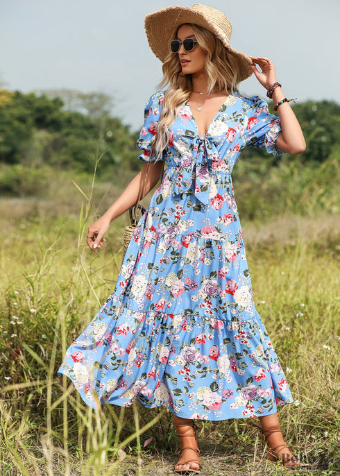 V-neck Boho Floral Maxi Dress Blakely