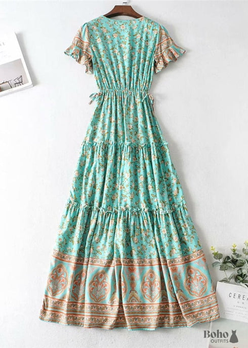 V-Neck Floral Boho Maxi Dress Catalina