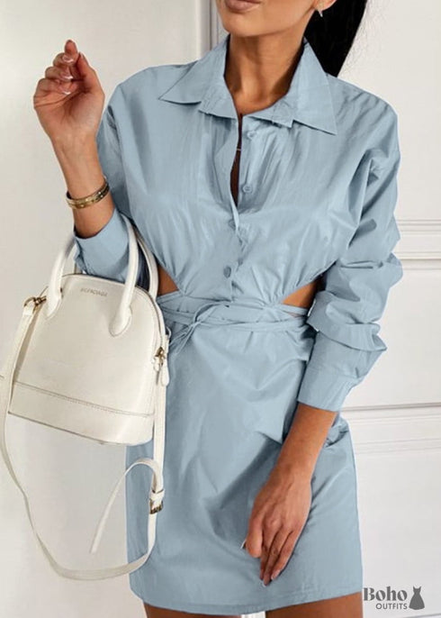 Vintage Boho Blue Mini Dresses