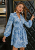 Vintage Foral Blue Short / Mini Dress