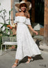 White Boho Off Shoulder Maxi Dress Tonna