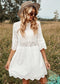 White Casual Boho Mini Dress Eleanor