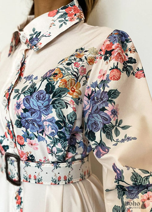 White Floral Print Boho Maxi Dress Journee