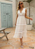 Vestido largo bohemio chic de encaje blanco estilo princesa