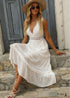 Vestido largo bohemio chic de encaje blanco estilo princesa