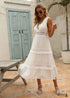 Vestido largo bohemio chic de encaje blanco estilo princesa