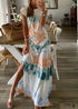White Tie Dye Boho Maxi Dress Noelle