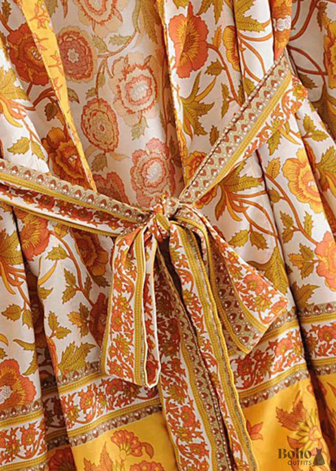 Vestido estilo kimono bohemio con cinturón Ashanti para mujer