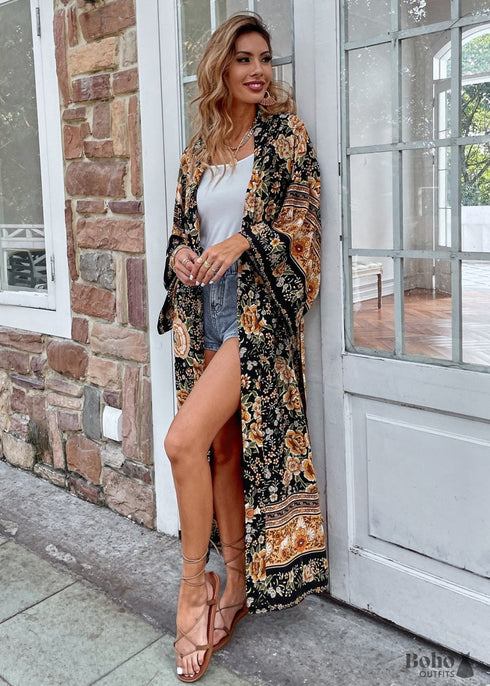 Women's Chic Astrid Boho Kimono - Gold Dress
