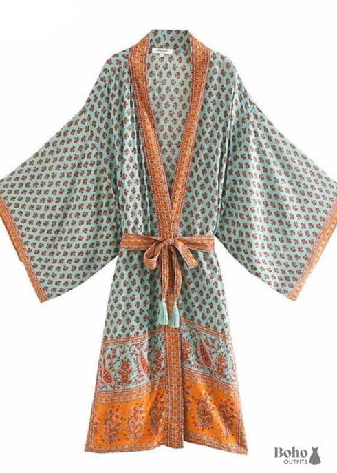 Women’s Chic Brodie Belted Boho Kimono - Green Dress