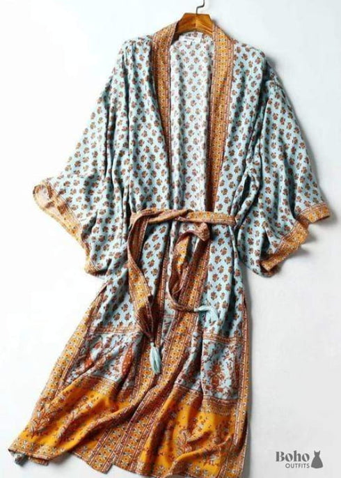Women’s Chic Brodie Belted Boho Kimono - Green Dress