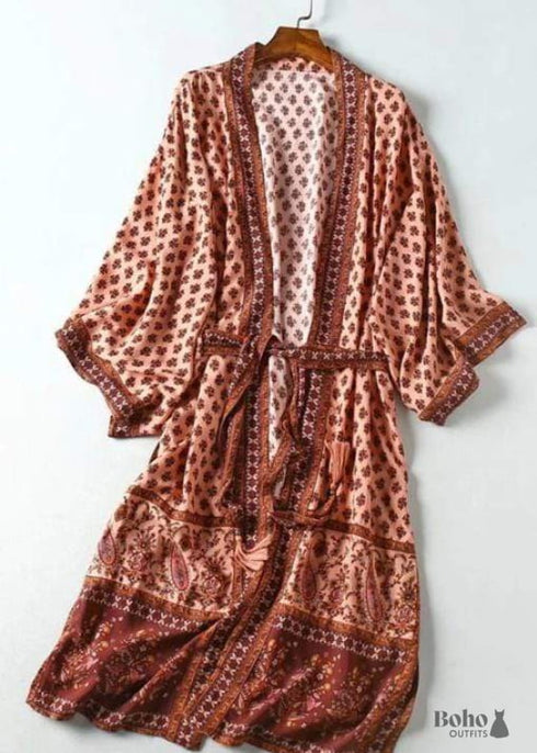 Women's Chic Brodie Belted Boho Kimono - Rose Dress