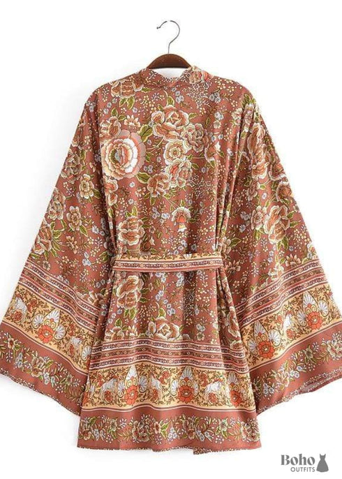 Women's Chic Caprexia Boho Kimono - Brown Dress