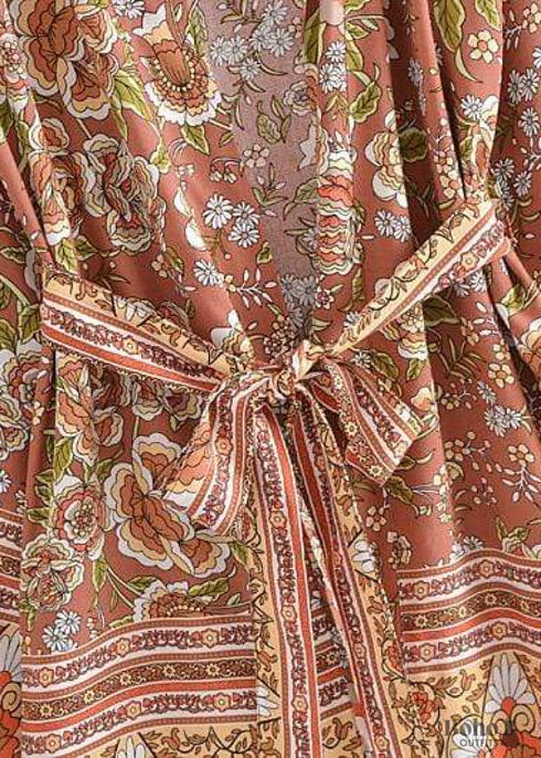 Women's Chic Caprexia Boho Kimono - Brown Dress