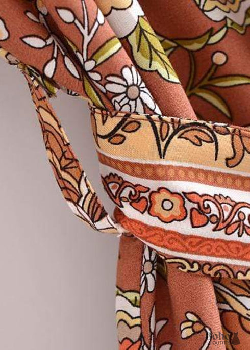 Women's Chic Caprexia Boho Kimono - Brown Dress