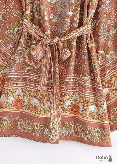 Women's Chic Caprexia Boho Kimono - Brown Dress