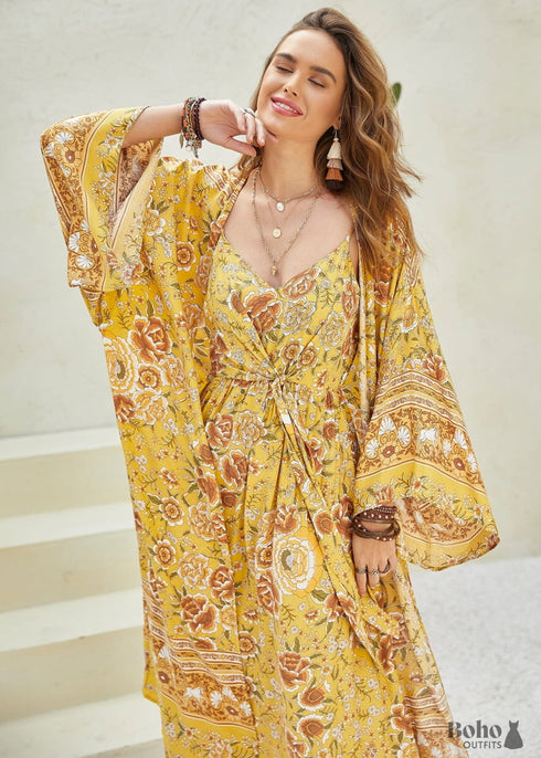 Vestido estilo kimono bohemio chic de Cosmo para mujer